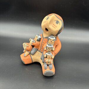 Native American Storyteller Figurine Toya Jemez Pueblo Pottery 5 Babies Handmade
